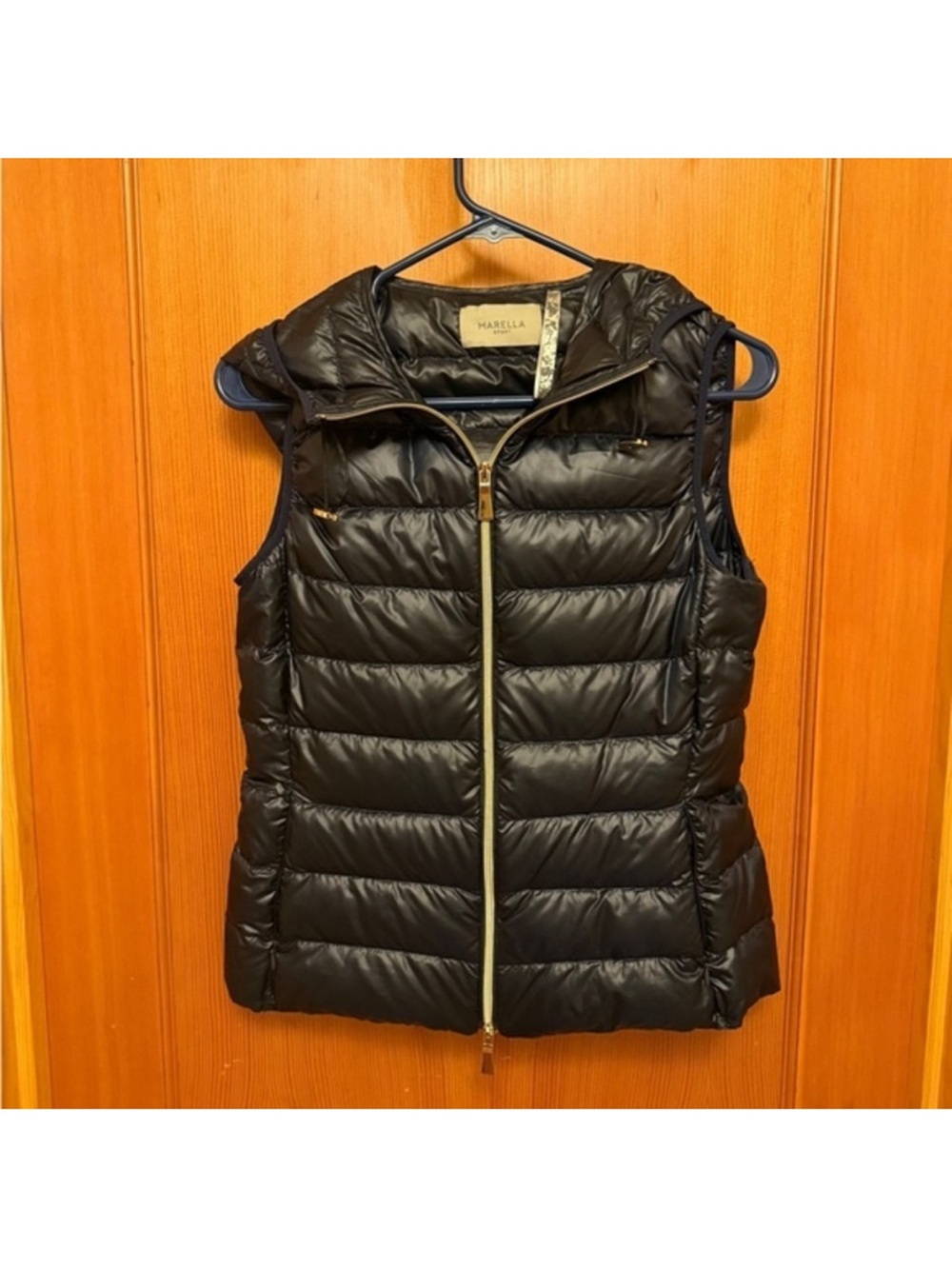 Marella Sport Black Shiny Hooded Down Puffer Vest 6
